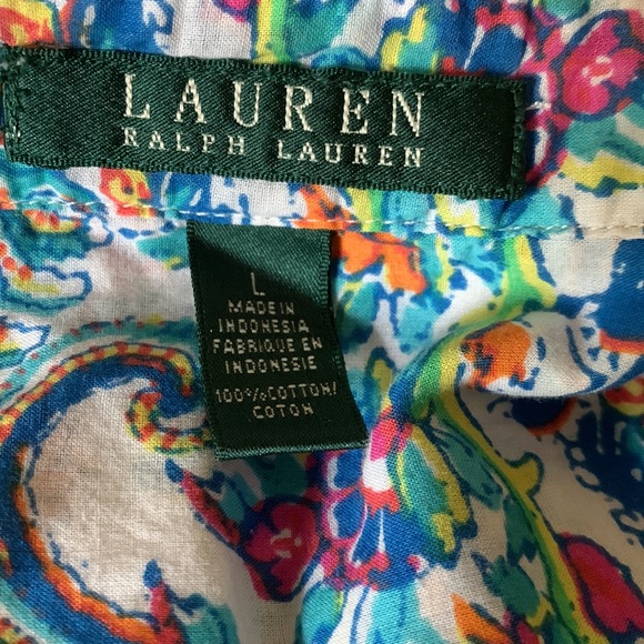 Ralph Lauren Button Down Shirt Multi Color Psychedelic 70s Vibe Boho - Picture 5 of 8